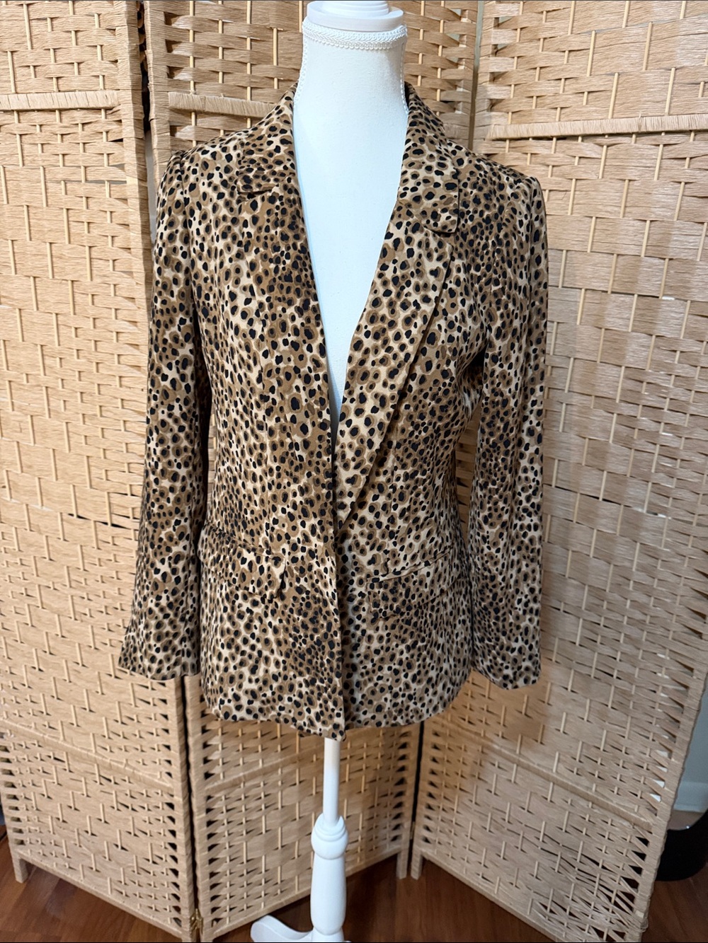 LOFT Leopard Print Tailored Blazer in Tan and Black